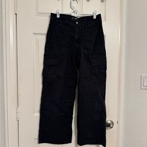 Hollister Dark Gray / Faded Black High-Rise Vintage Baggy Cargo Pants